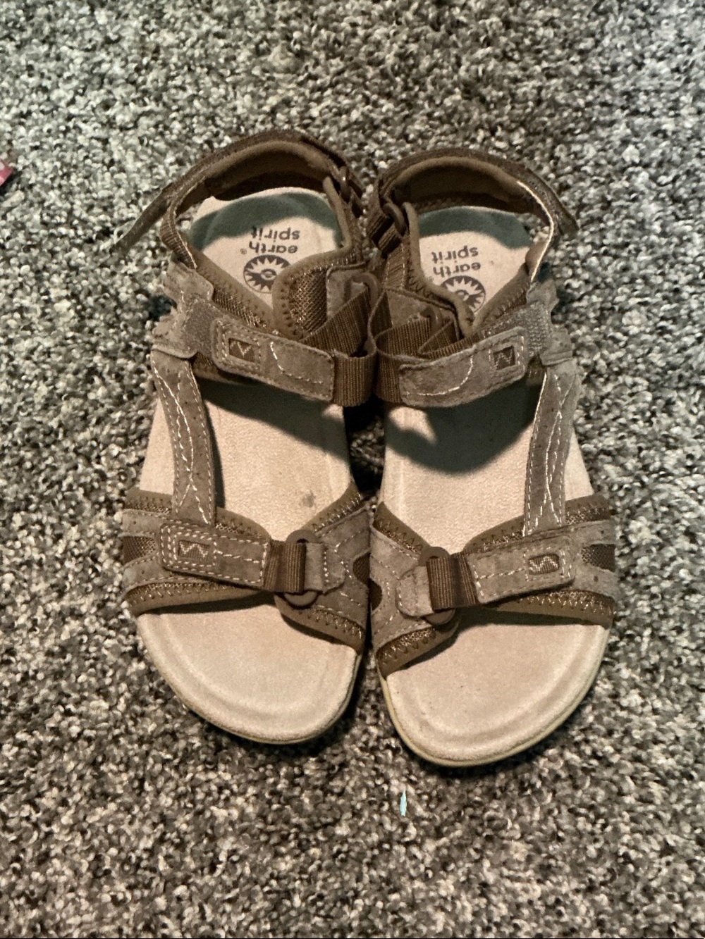 Earth Spirit Kids Brown Adjustable Hook-and-Loop Sandals